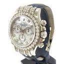 Rolex Daytona Diamond Bezel White MOP Dial 40mm 116599RBR White Gold Black Leather Watch 2013